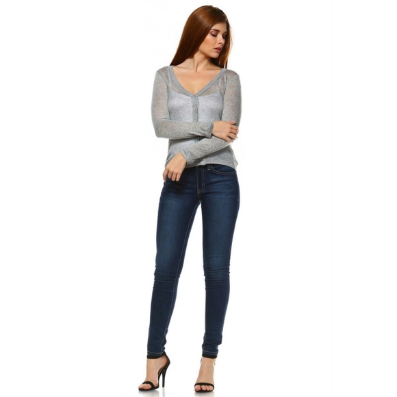 Women's Lightweight Sheer Cardigan Heather Gray - Picture 3 of 4